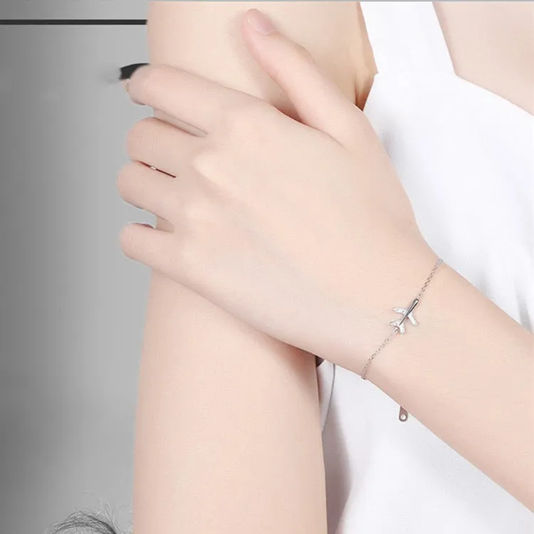 HandMade Aircraft Airplane Bracelet 925 platinum Bracelet Women's Jewelry