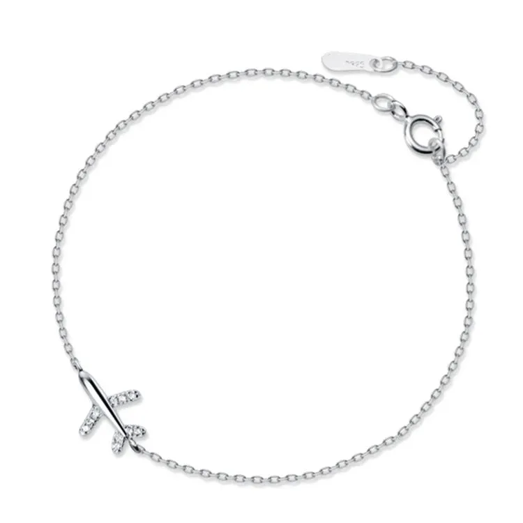 HandMade Aircraft Airplane Bracelet 925 platinum Bracelet Women's Jewelry