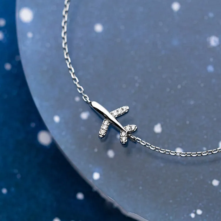 HandMade Aircraft Airplane Bracelet 925 platinum Bracelet Women's Jewelry