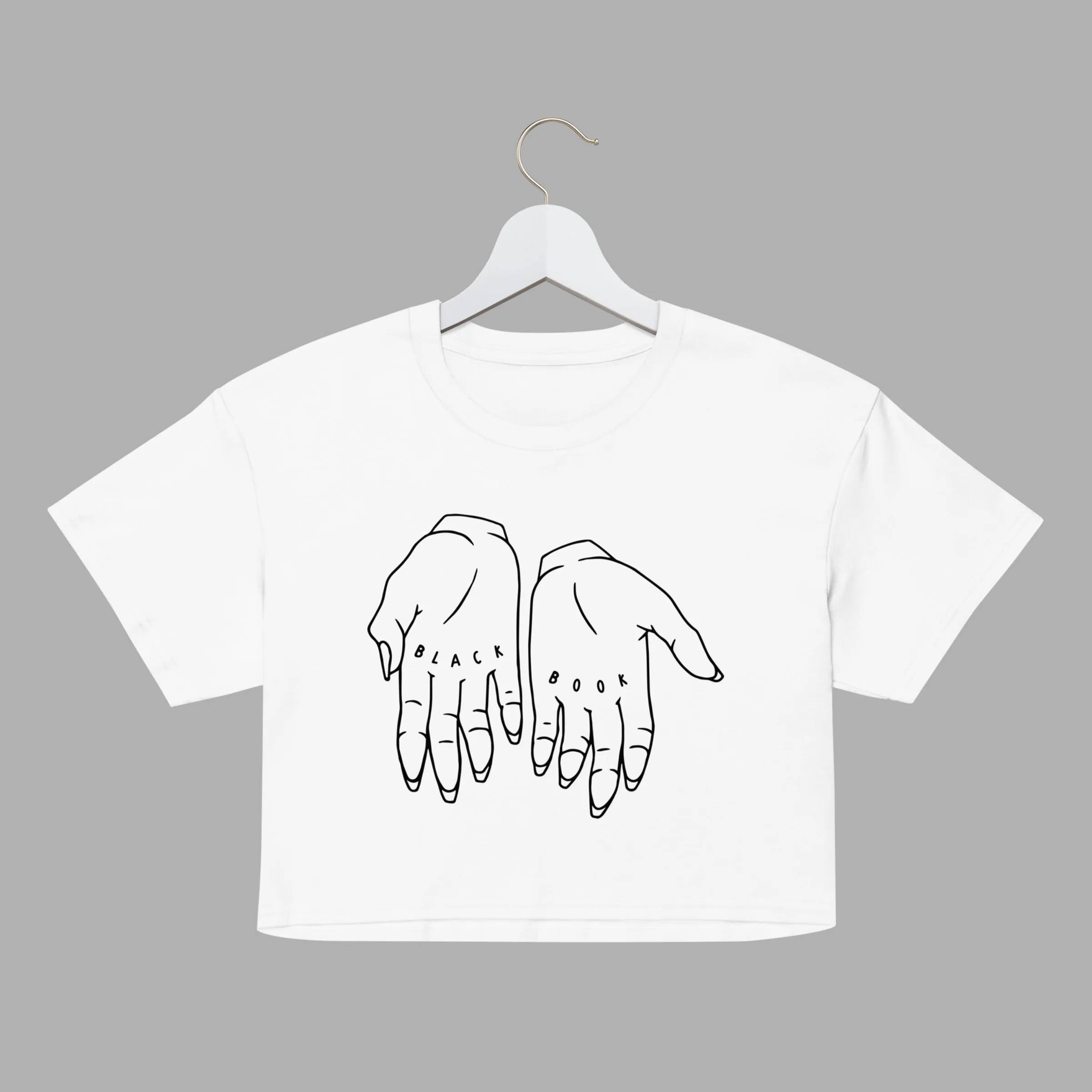 HANDS WOMENS CROP TOP - WHITE / BLACK