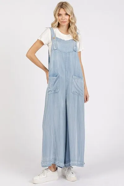 Hazel Blues® |  Mittoshop Wide Strap Wide Leg Overalls with Pockets