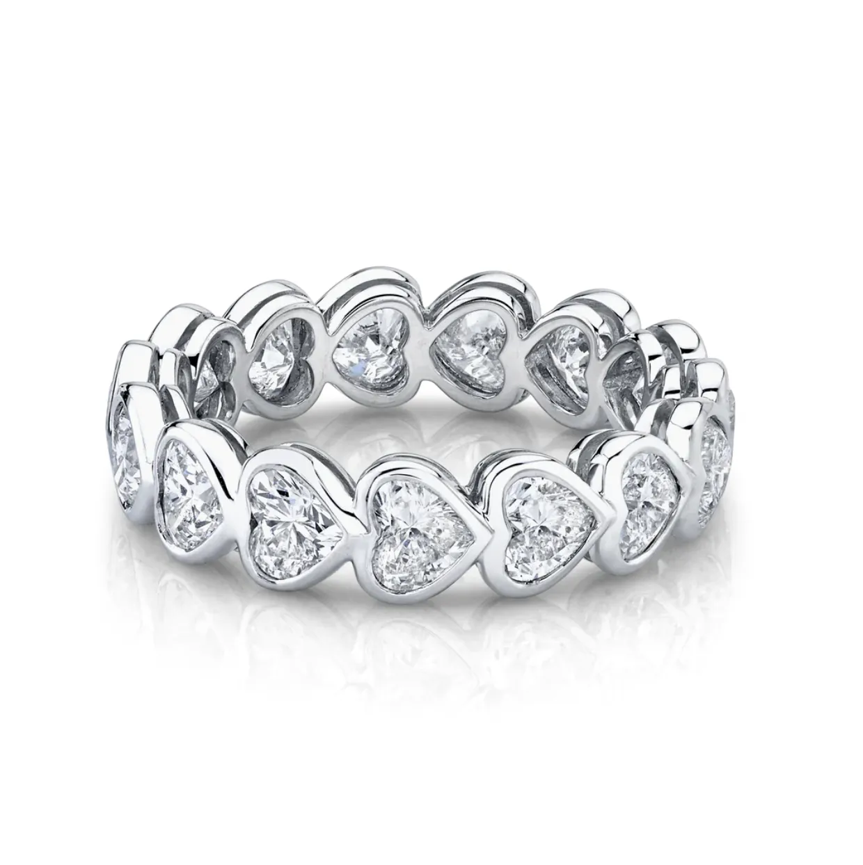 Heart Diamond Bezel Eternity Band