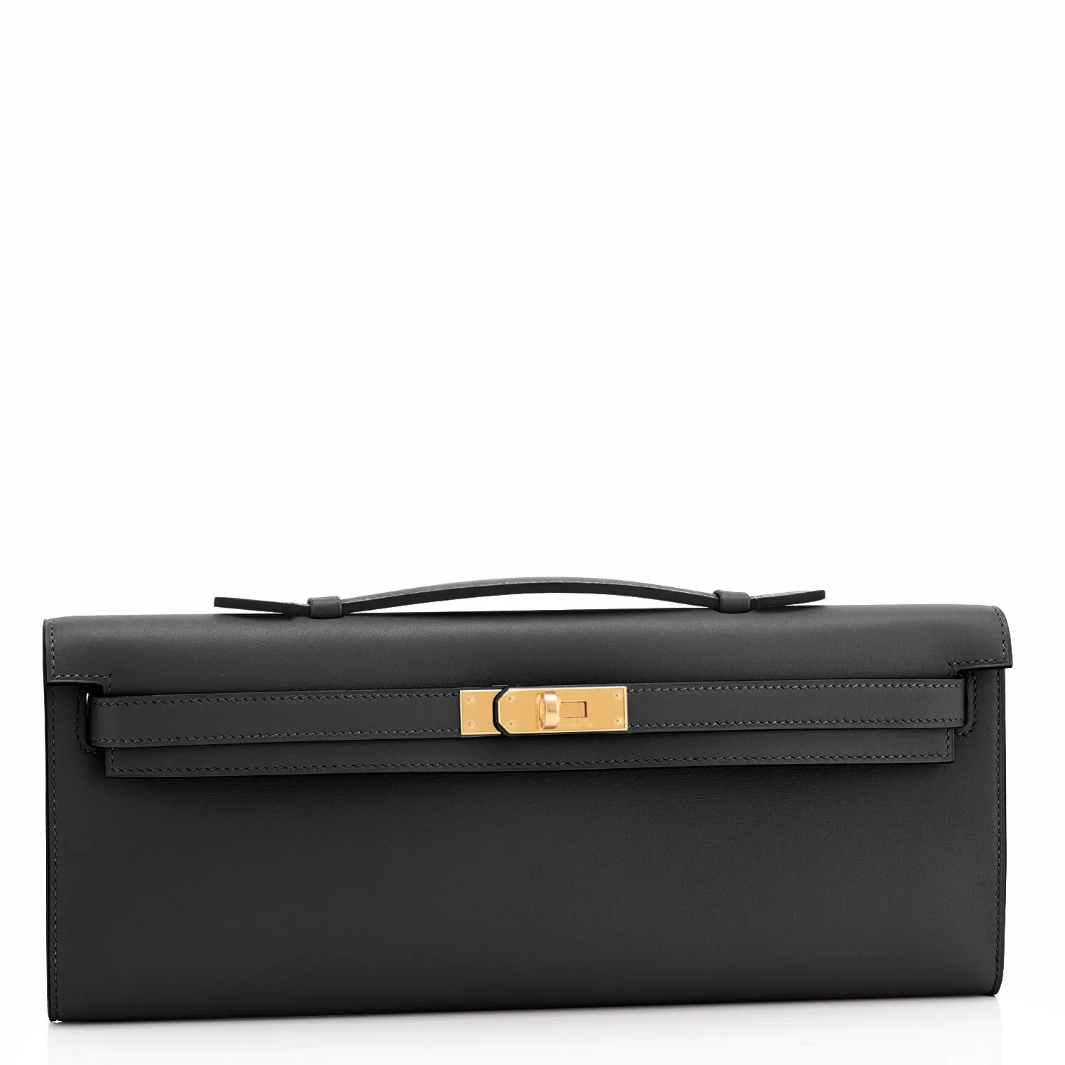 Hermes Black Kelly Cut Swift Gold Hardware
