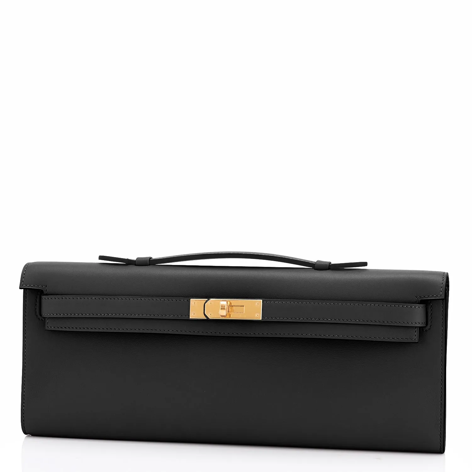 Hermes Black Kelly Cut Swift Gold Hardware