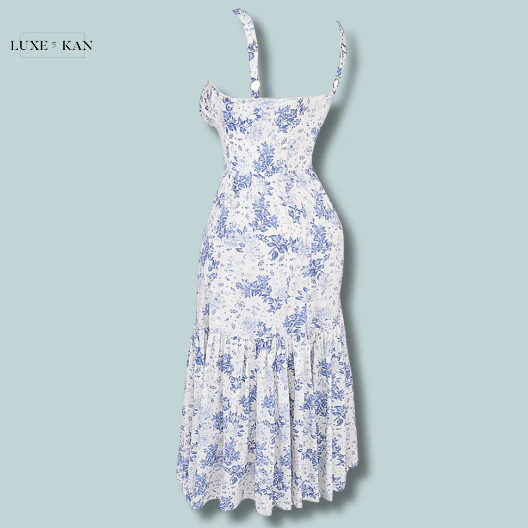House of CB ELIA 
BLUE PRINT MIDI SUNDRESS
