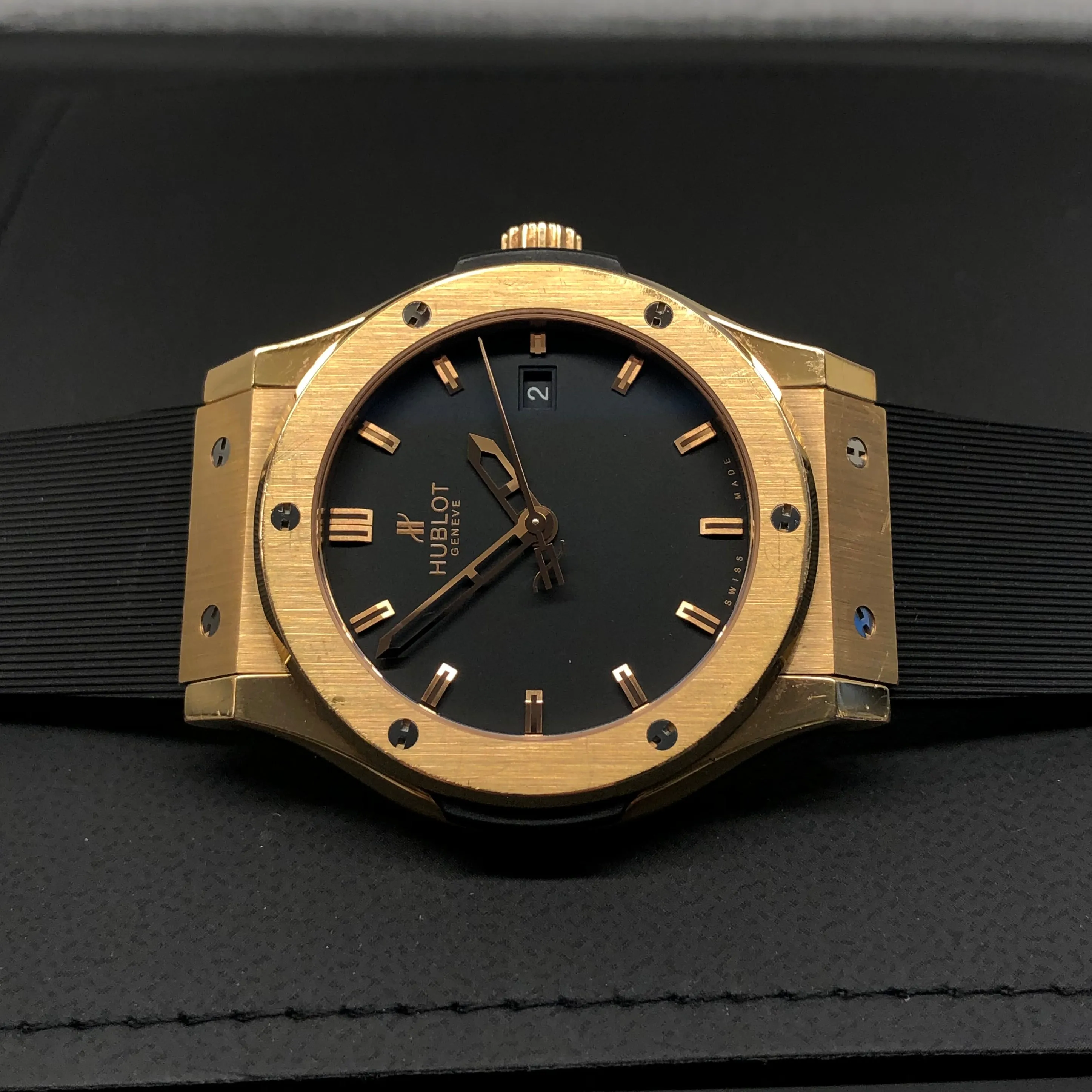 Hublot Classic Fusion 542.PX.1180.RX 18K Rose Gold Rubber 42mm Automatic Wristwatch with Box and Papers
