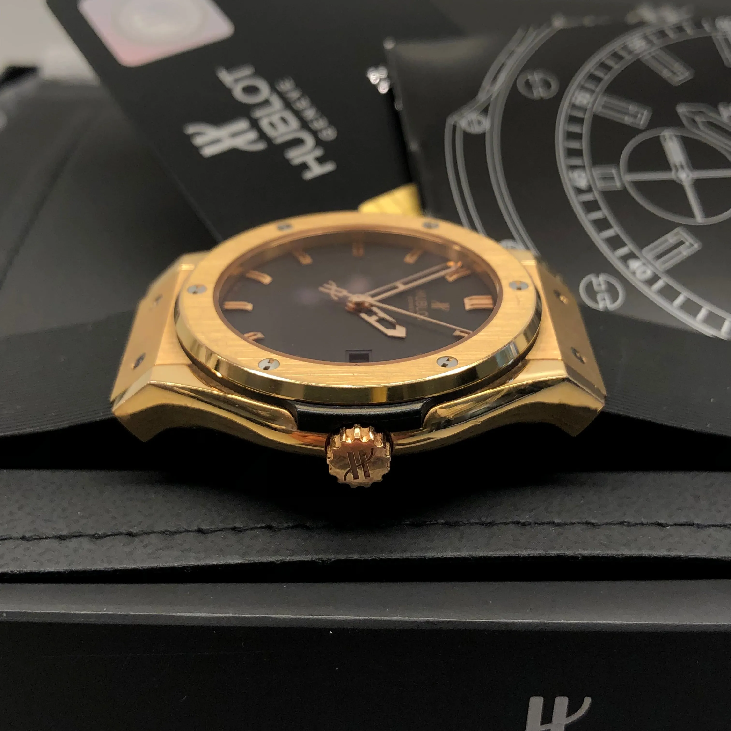 Hublot Classic Fusion 542.PX.1180.RX 18K Rose Gold Rubber 42mm Automatic Wristwatch with Box and Papers