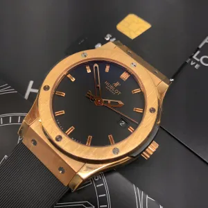 Hublot Classic Fusion 542.PX.1180.RX 18K Rose Gold Rubber 42mm Automatic Wristwatch with Box and Papers