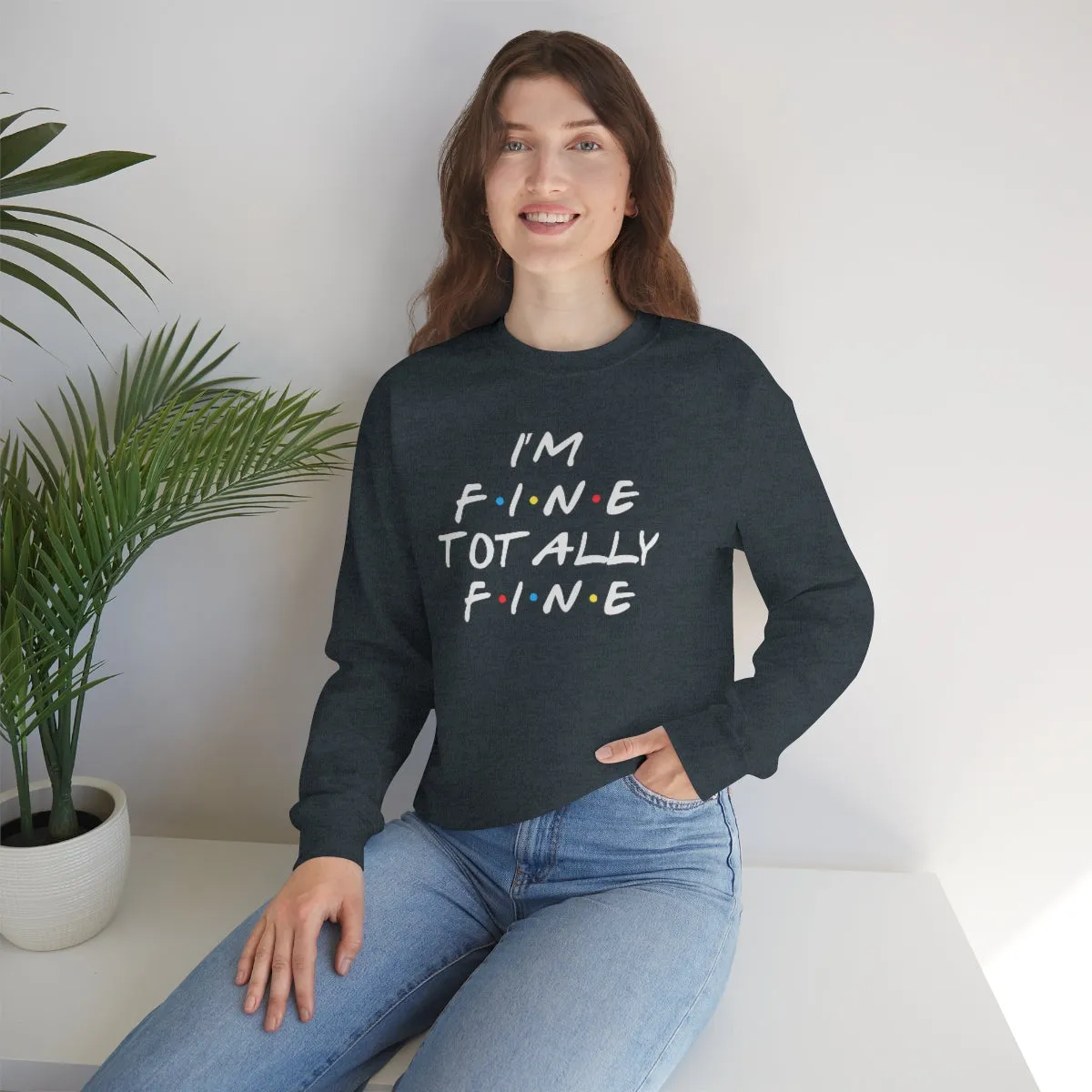 I'm fine totally fine-Unisex Heavy Blend Crewneck Sweatshirt