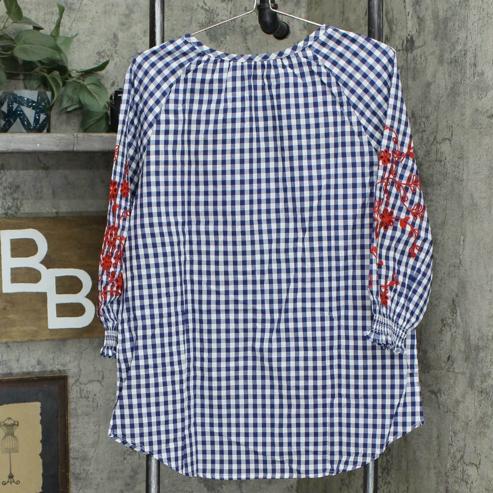 Isaac Mizrahi Live! Women's Gingham Top With Embroidery