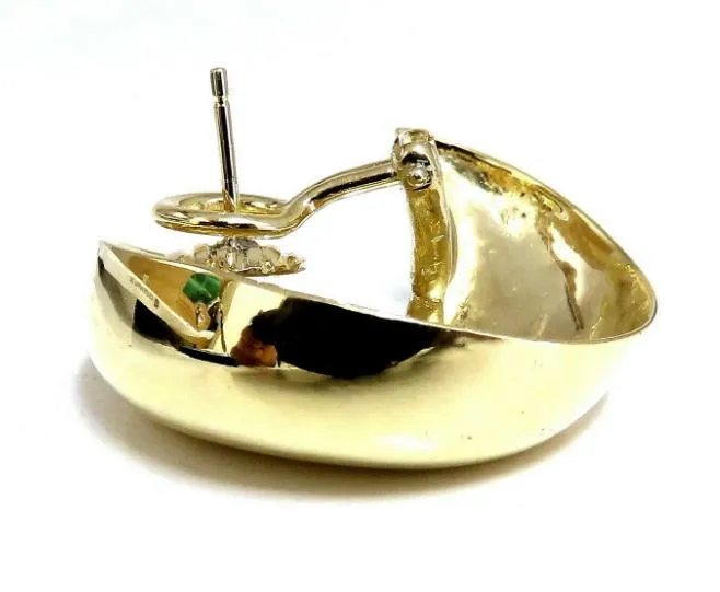 Islam Arab Domed Crescent Left Right Lobe Earrings 18kt HIgh Shine 12355