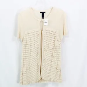 J. CREW Cream Tiered Ruffle Open Front Top