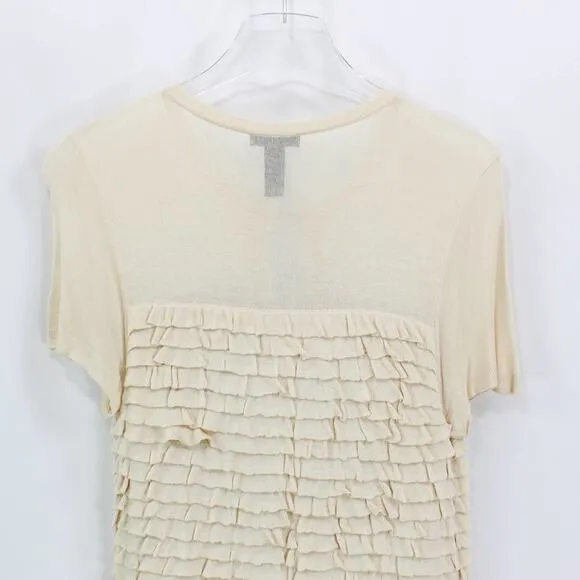 J. CREW Cream Tiered Ruffle Open Front Top