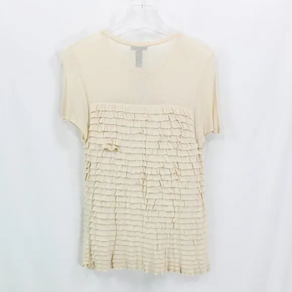 J. CREW Cream Tiered Ruffle Open Front Top