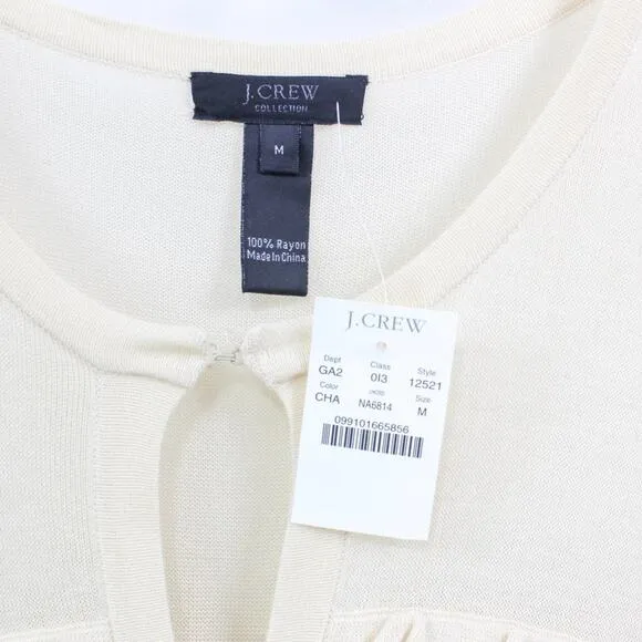 J. CREW Cream Tiered Ruffle Open Front Top