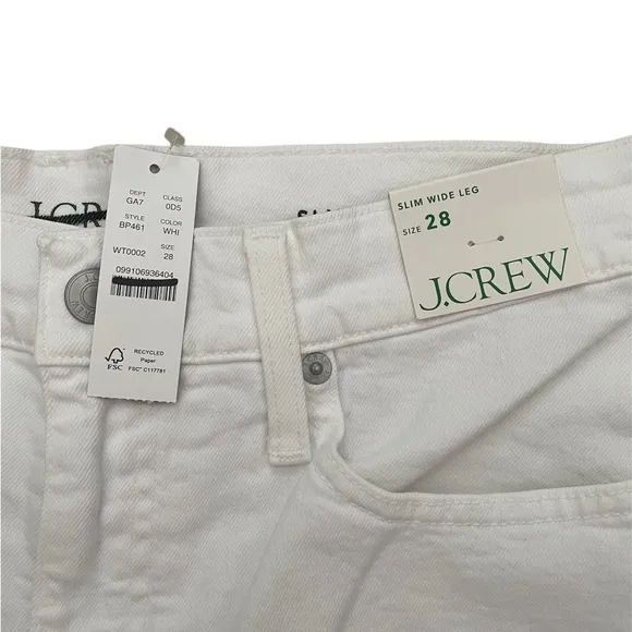 J Crew Women’s Slim Wide-Leg Jean Size 28 White Wash Denim