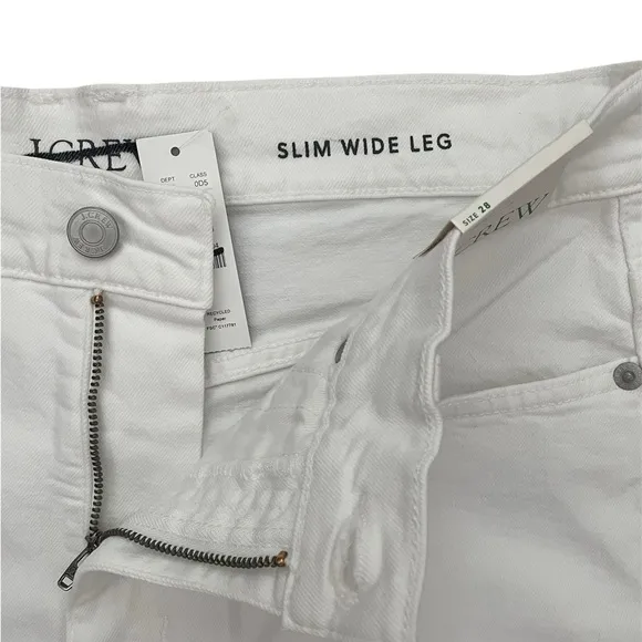J Crew Women’s Slim Wide-Leg Jean Size 28 White Wash Denim