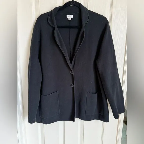 J Crew 2 Button Black Women's Sweater Blazer Size XXL