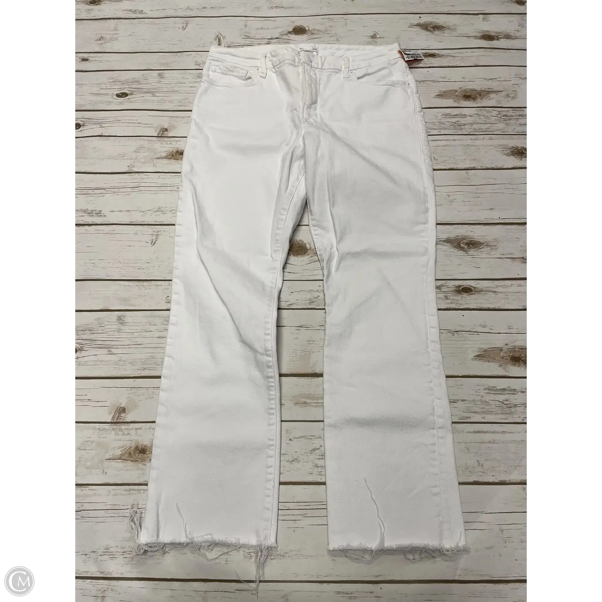 Jeans Straight By Good American In White Denim, Size: 12
