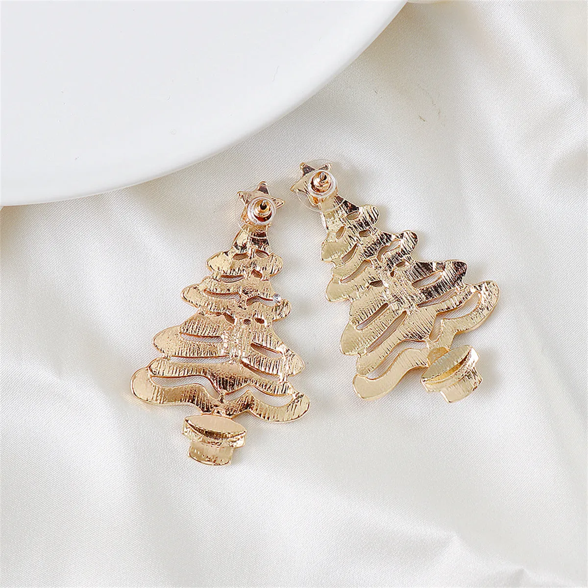Jewel-Tone Cubic Zirconia & 18K Gold-Plated Christmas Tree Drop Earrings
