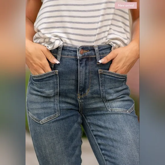 Judy Blue HR Vintage Wash Pocket Relaxed Jeans Slim Straight Skinny Various NEW