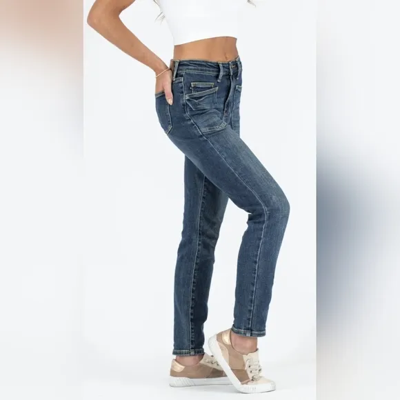 Judy Blue HR Vintage Wash Pocket Relaxed Jeans Slim Straight Skinny Various NEW