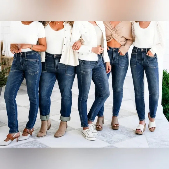 Judy Blue HR Vintage Wash Pocket Relaxed Jeans Slim Straight Skinny Various NEW