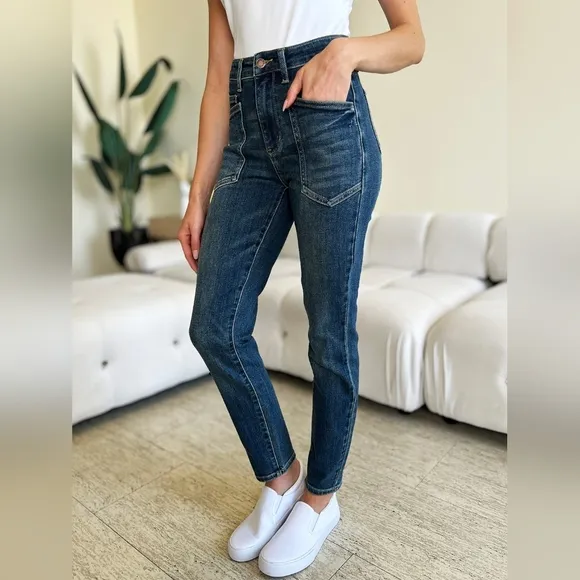 Judy Blue HR Vintage Wash Pocket Relaxed Jeans Slim Straight Skinny Various NEW