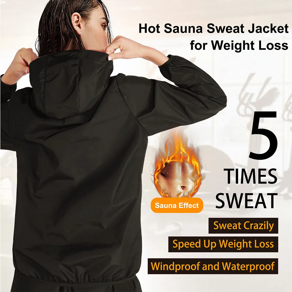Junlan Women Hooded Sweat Hot Sauna Jacket