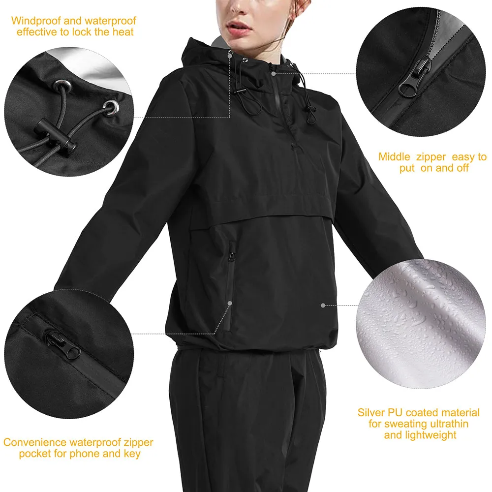 Junlan Women Hooded Sweat Hot Sauna Jacket