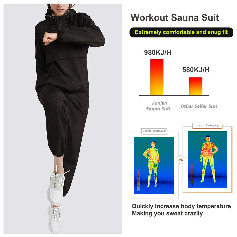 Junlan Women Hooded Sweat Hot Sauna Jacket