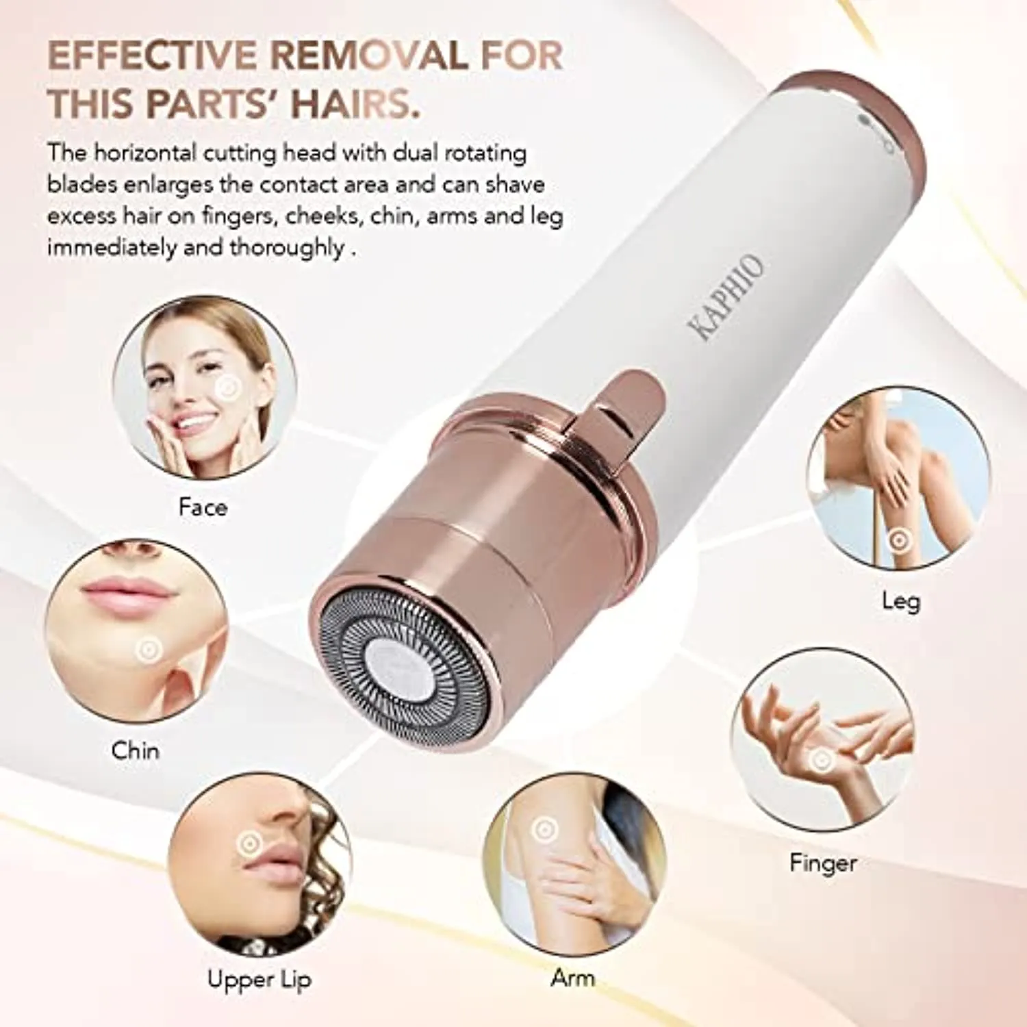 Kaphio Facial Hair Removal for Women, Painless Hair Remover, Hair Remover for Peach Fuzz, Chin, Cheek Hair, Upper Lip.(Pearl White)