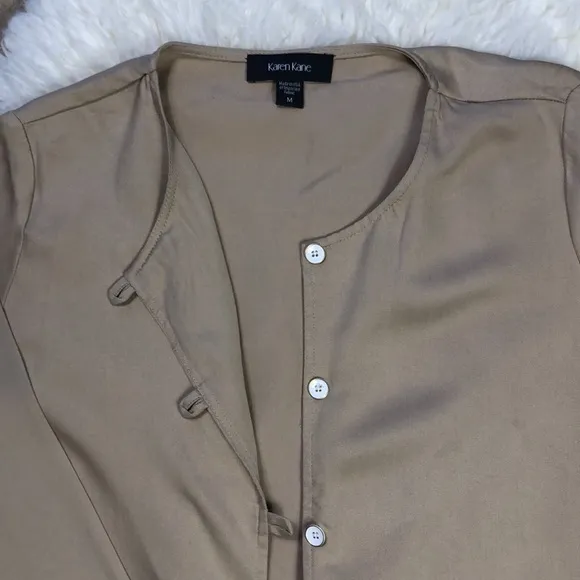 Karen Kane Womens Beige Button Down Jacket M