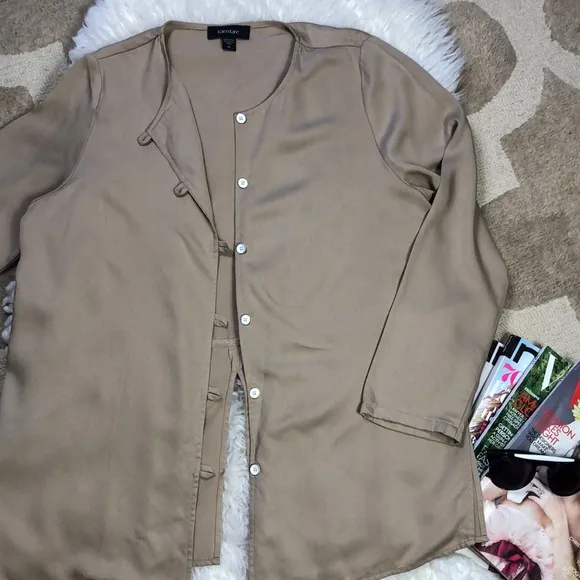 Karen Kane Womens Beige Button Down Jacket M
