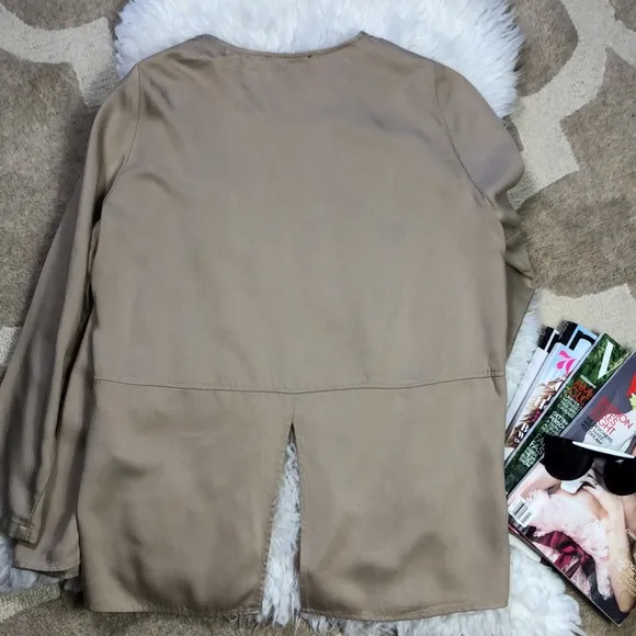 Karen Kane Womens Beige Button Down Jacket M
