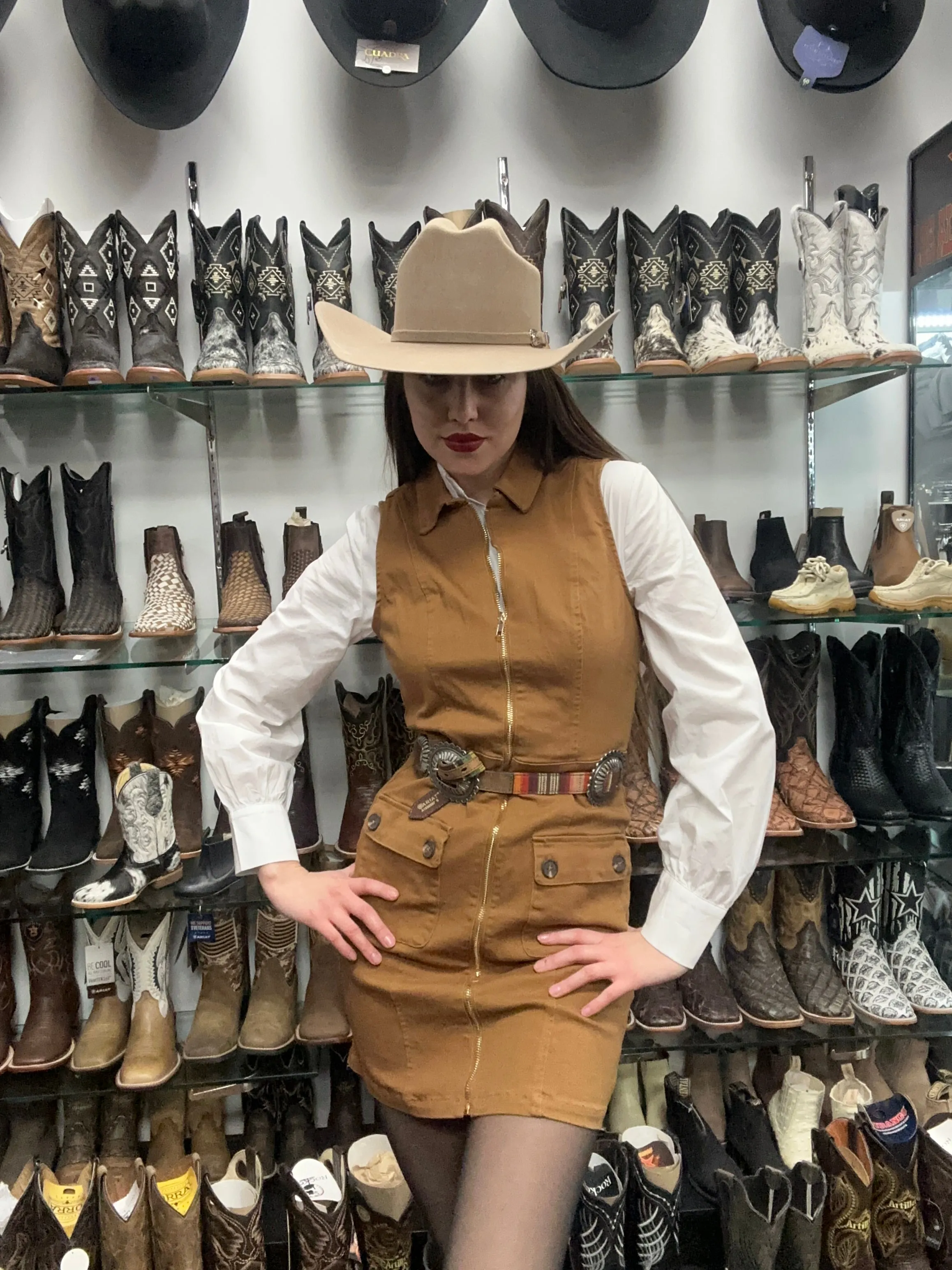 Kheiry Brown Denim Dress