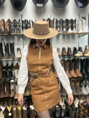 Kheiry Brown Denim Dress