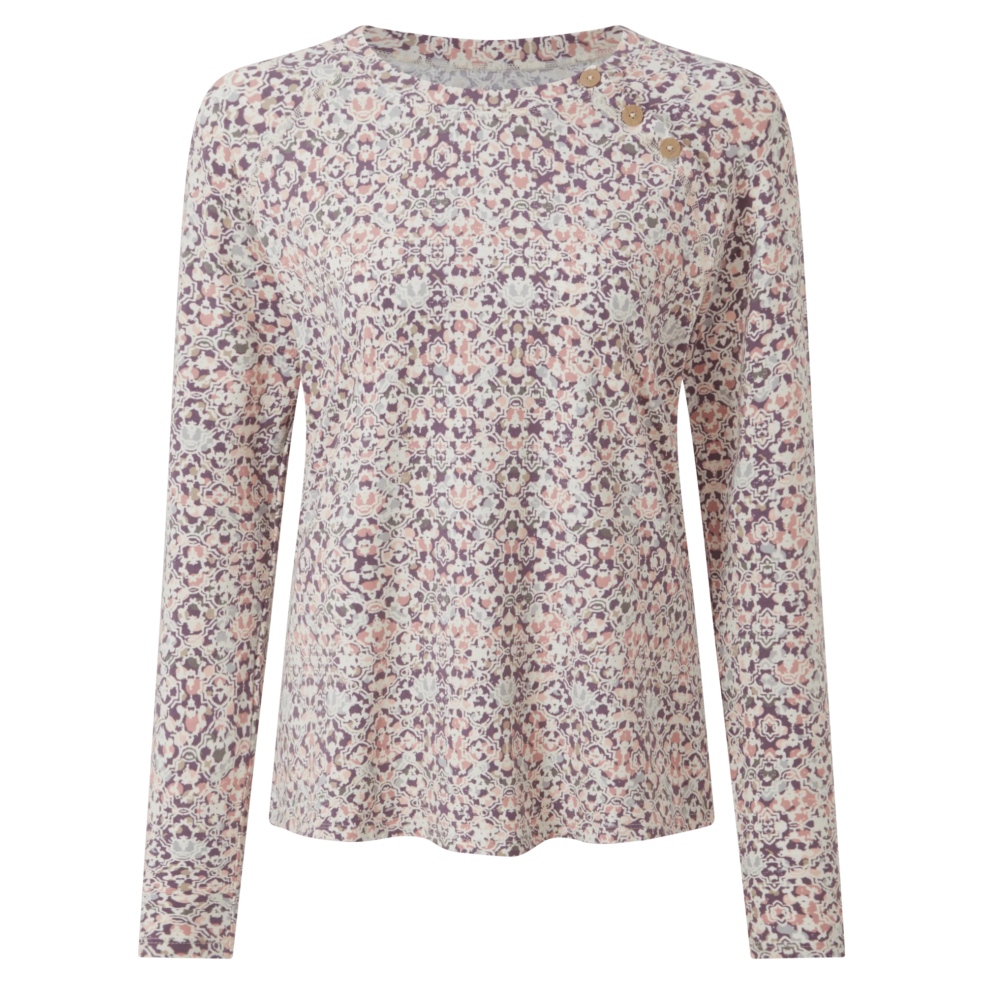 Kira Button Ls Top - Peetho Geo Print