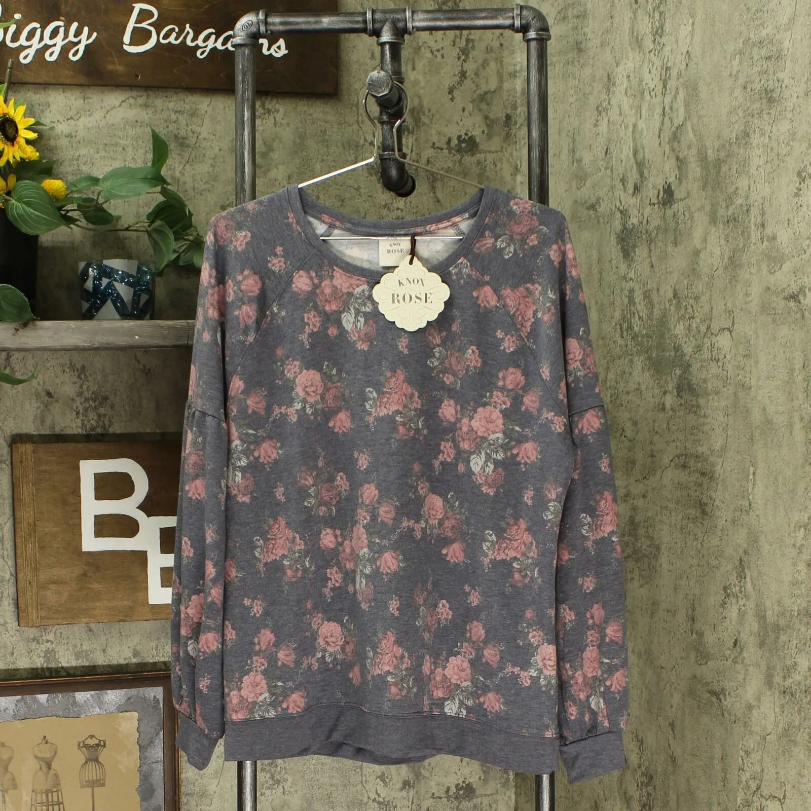 Knox Rose Women's Floral Print Crewneck Sweatshirt