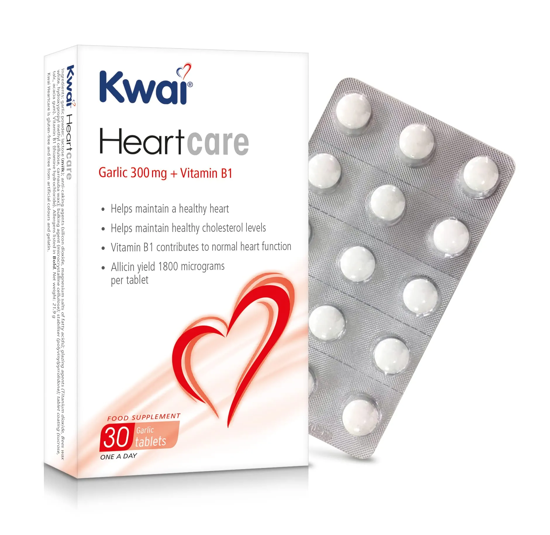 Kwai Heartcare Garlic 300MG   VITAMIN B1 ALLICIN YIELD PER TAB 1,800 MICROGRAM