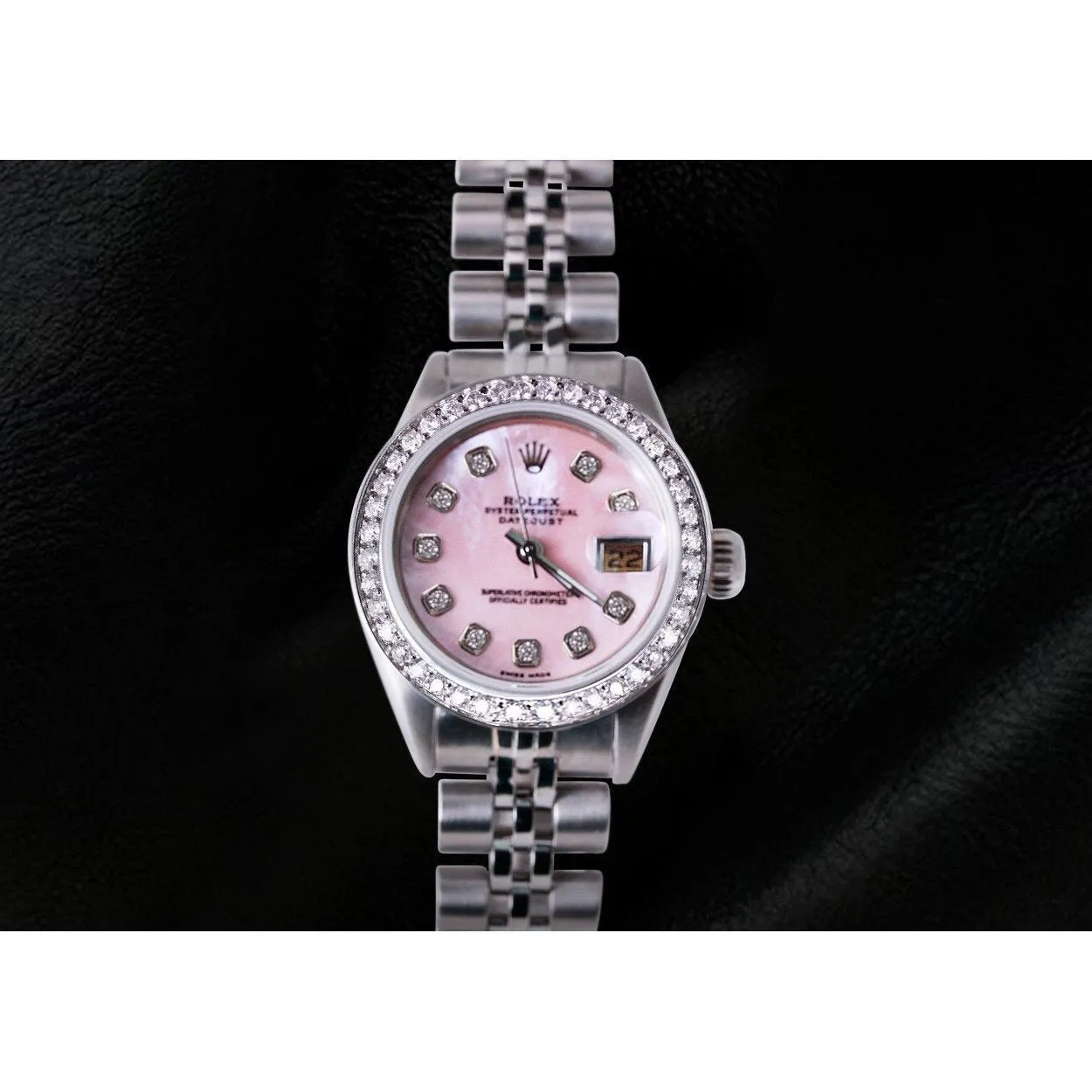 Ladies Watch Rolex Datejust Ss Jubilee Bracelet Pink Mop Diamond Dial