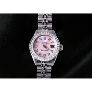 Ladies Watch Rolex Datejust Ss Jubilee Bracelet Pink Mop Diamond Dial