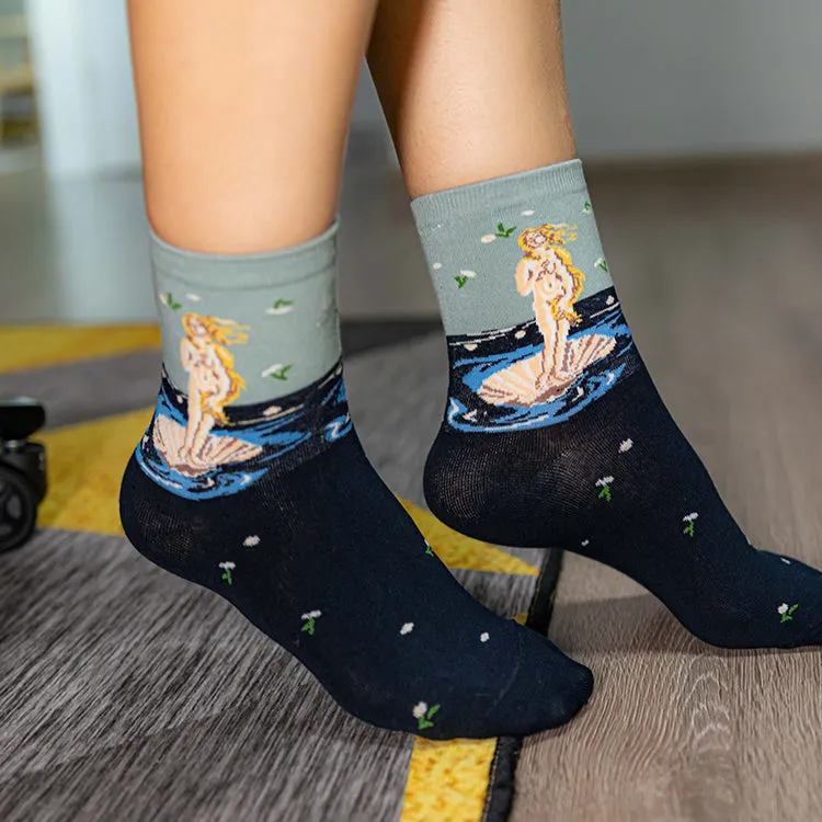 Landscape Portrait Oil Painting Socks