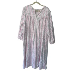 Lanz Of Salzburg Womens Nightgown Size XL Multicolor Flannel Long Sleeve