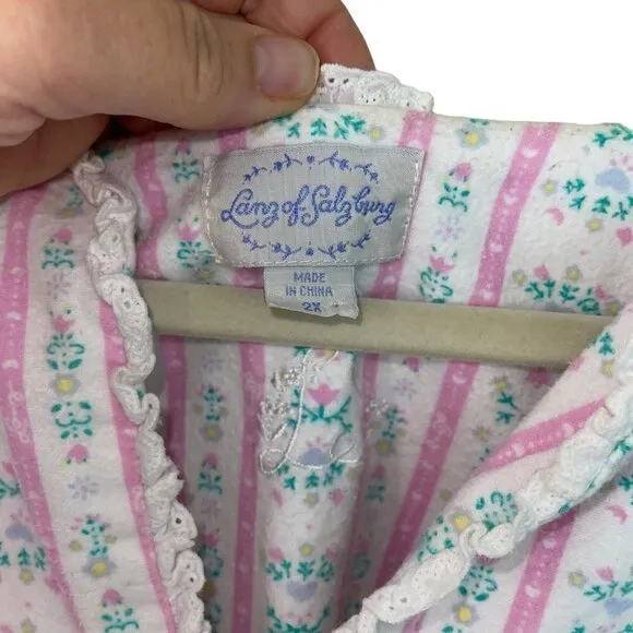 Lanz Of Salzburg Womens Nightgown Size XL Multicolor Flannel Long Sleeve