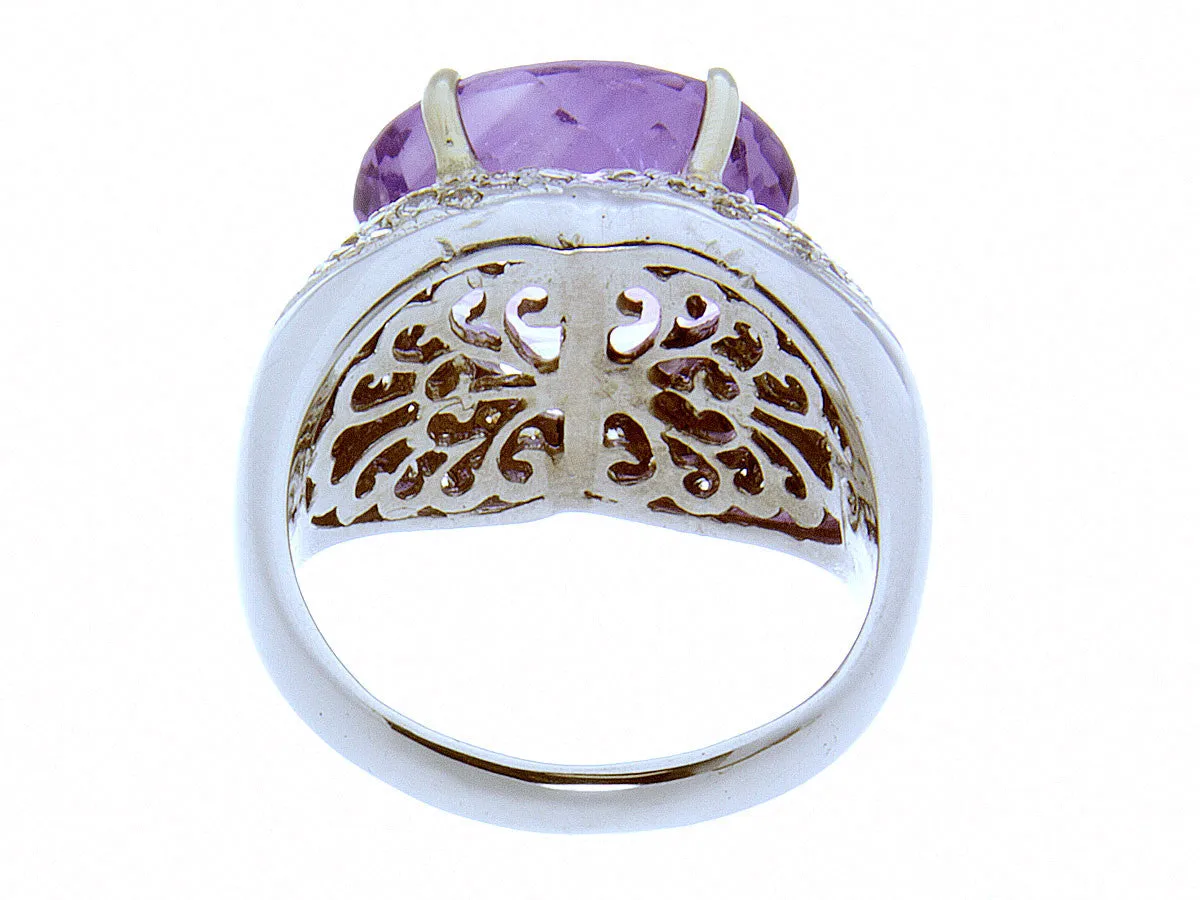 Large 12.80ct Amethyst & Diamond Ring
