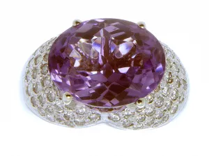 Large 12.80ct Amethyst & Diamond Ring