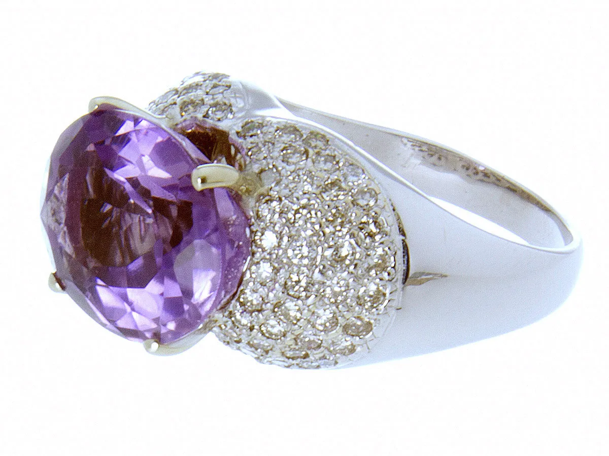 Large 12.80ct Amethyst & Diamond Ring