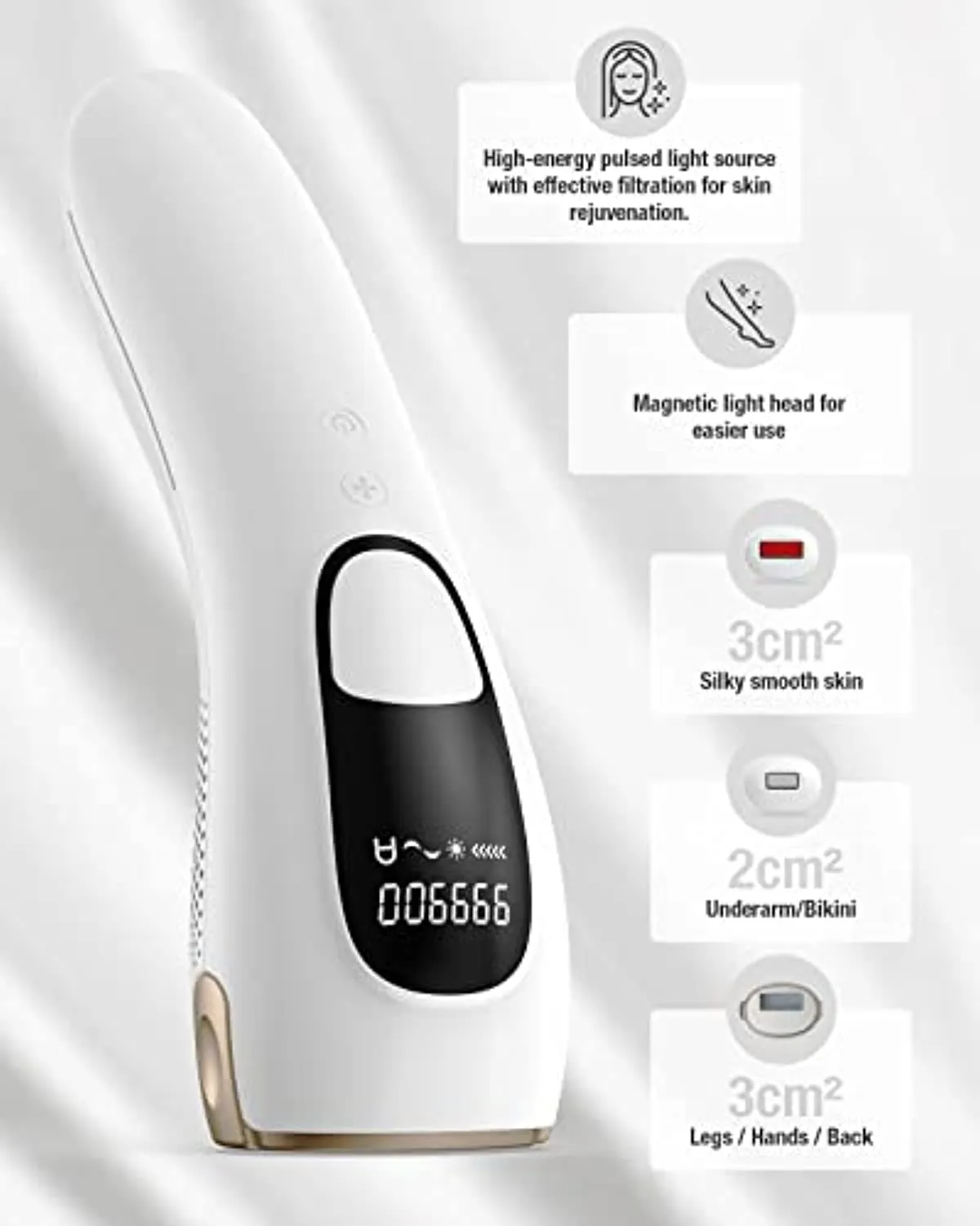 Laser Hair Removal for Women Permanent - IPL Hair Removal with 2 Intelligent Attachments for Whole Body, Ice Painless Hair Removal At Home