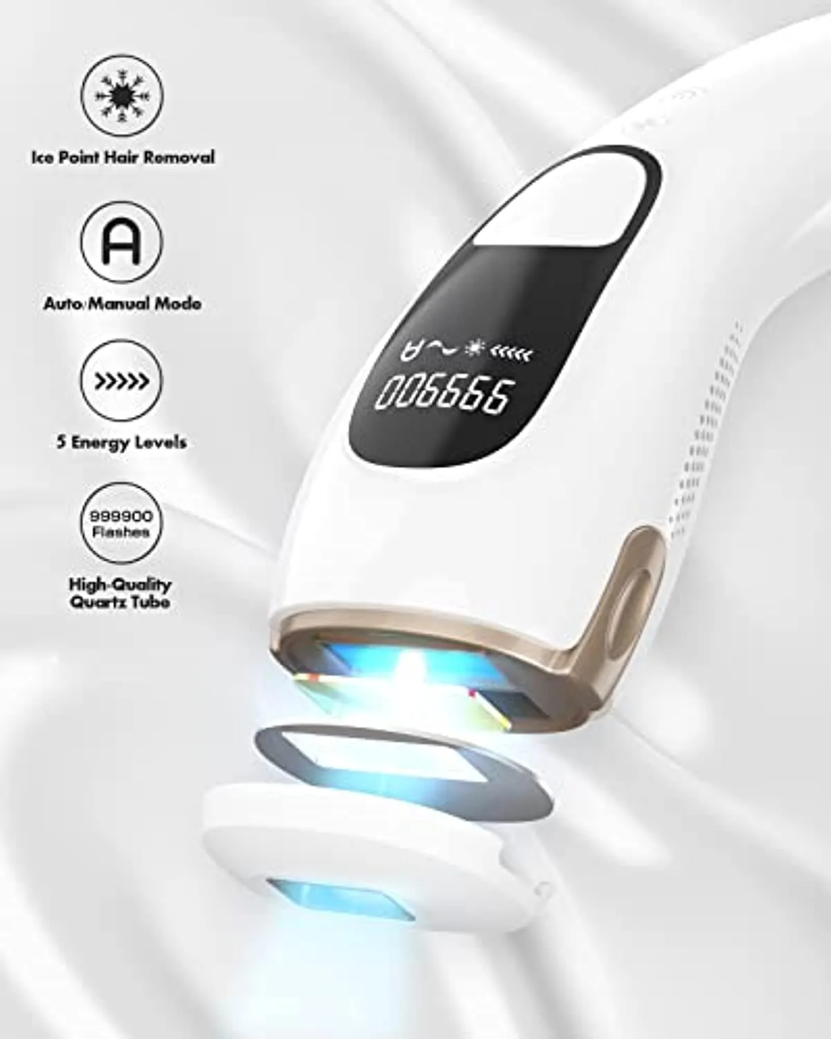 Laser Hair Removal for Women Permanent - IPL Hair Removal with 2 Intelligent Attachments for Whole Body, Ice Painless Hair Removal At Home